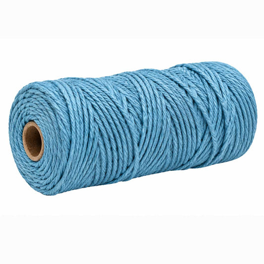 2 Pcs. 3 mm ((3/32") Light Sky Blue Twisted Cotton Macrame Rope 100 m (109 yd) Per Spool 280-