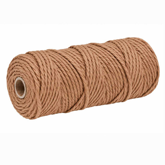 2 Pcs. 3 mm (3/32") Litght Peru Brown Twisted Cotton Macrame Rope 100 m (109 yd) Per Spool 280-