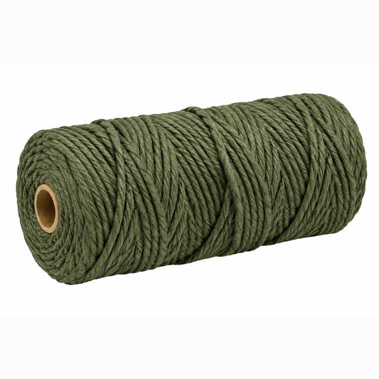 2 Pcs. 3 mm ((3/32") Olive Drab (OD) Twisted Cotton Macrame Rope 100 m (109 yd) Per Spool 280-