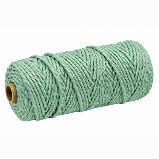 2 Pcs. 3 mm ((3/32") Pale Turquoise Twisted Cotton Macrame Rope 100 m (109 yd) Per Spool 280-