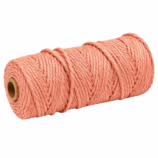 2 Pcs. 3 mm ((3/32") Pink Twisted Cotton Macrame Rope 100 m (109 yd) Per Spool 280-