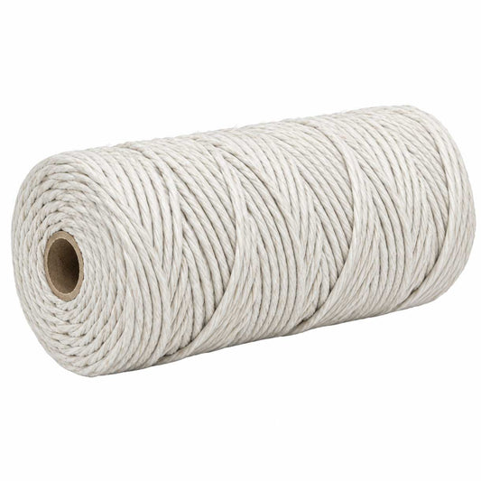 2 Pcs. 3 mm ((3/32") White Twisted Cotton Macrame Rope 100 m (109 yd) Per Spool 280-