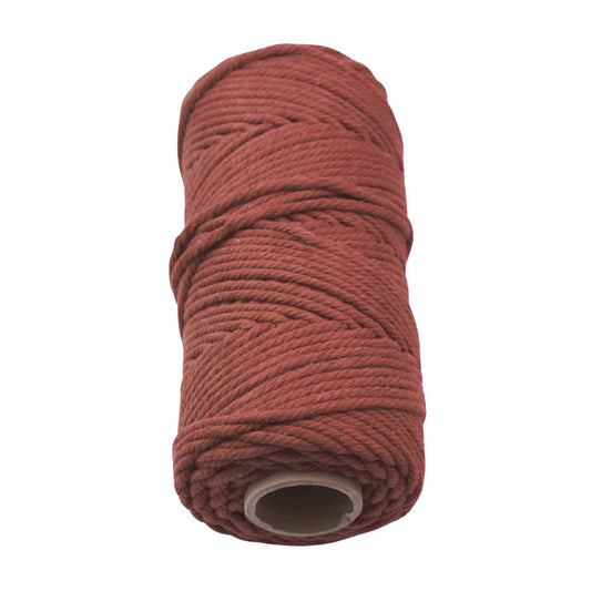2 Pcs. 4 mm (5/32") Burnt Red Twisted Cotton Macrame Rope 100 m (109 yd) Per Spool.