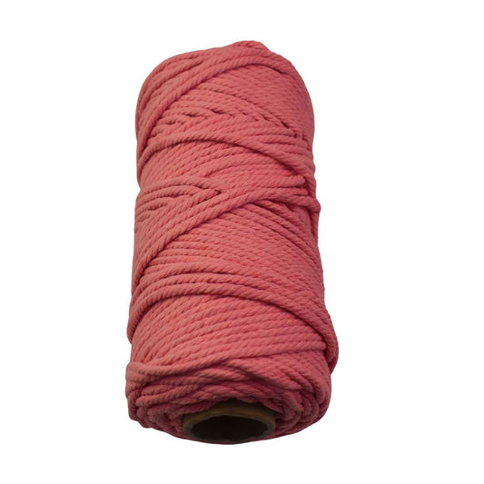 2 Pcs. 4 mm (5/32") Crimson/Pink Twisted Cotton Macrame Rope 100 m (109 yd) Per Spool.