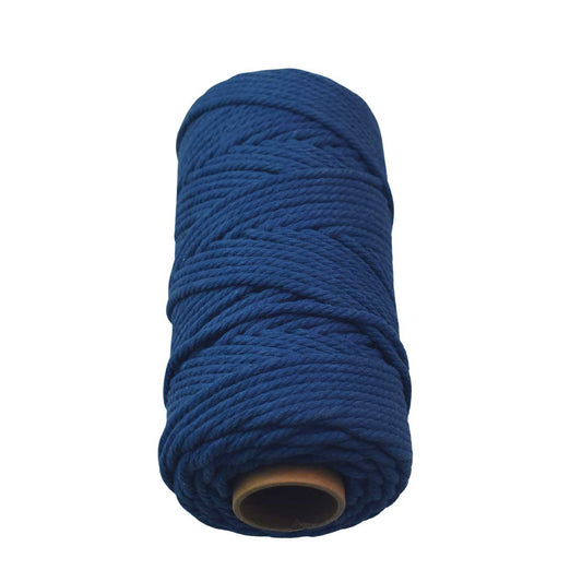 2 Pcs. 4 mm (5/32") Dark Blue Twisted Cotton Macrame Rope 100 m (109 yd) Per Spool.