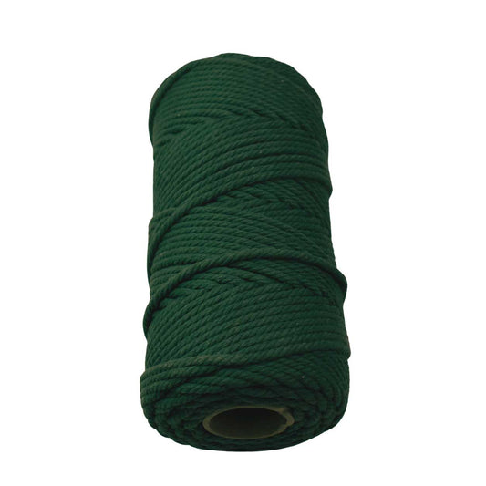 2 Pcs. 4 mm (5/32") Dark Green Twisted Cotton Macrame Rope 100 m (109 yd) Per Spool.