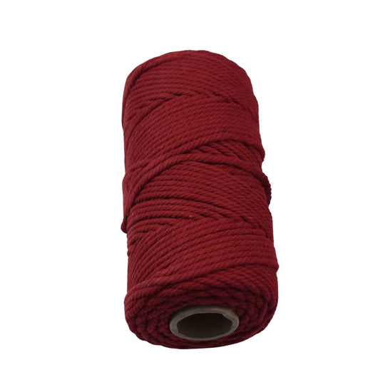2 Pcs. 4 mm (5/32") Dark Red Twisted Cotton Macrame Rope 100 m (109 yd) Per Spool.