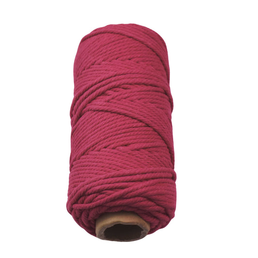 2 Pcs. 4 mm (5/32") Deep Pink Twisted Cotton Macrame Rope 100 m (109 yd) Per Spool.