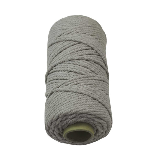 2 Pcs. 4 mm (5/32") Gainsboro (Light Gray) Twisted Cotton Macrame Rope 100 m (109 yd) Per Spool.
