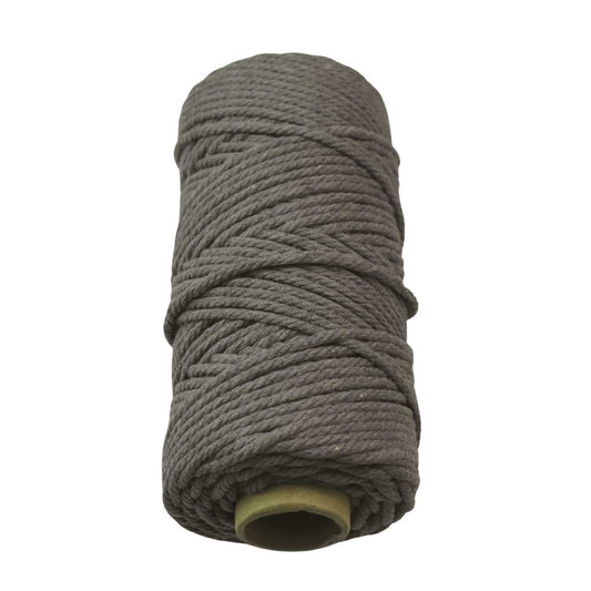 2 Pcs. 4 mm (5/32") Gray Twisted Cotton Macrame Rope 100 m (109 yd) Per Spool.