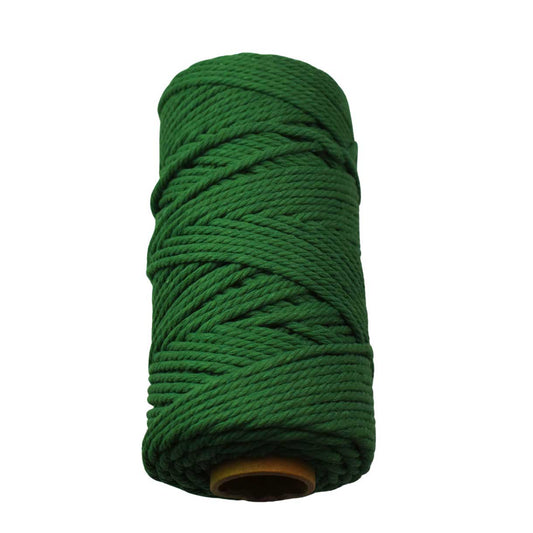 2 Pcs. 4 mm (5/32") Green Twisted Cotton Macrame Rope 100 m (109 yd) Per Spool.