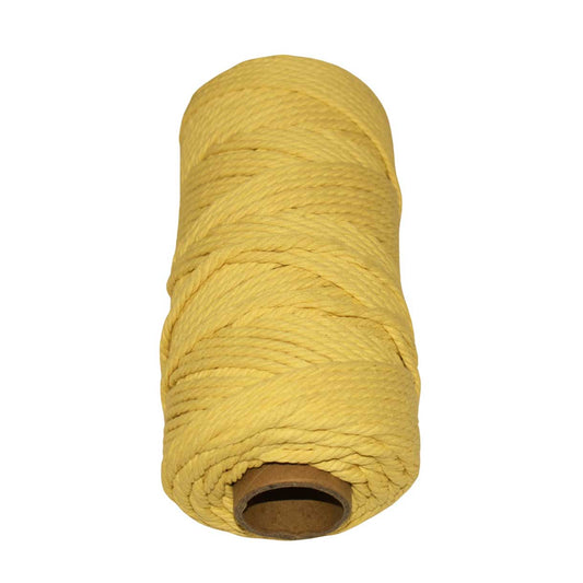 2 Pcs. 4 mm (5/32") Light Goldenrod Twisted Cotton Macrame Cord/Rope 100 m (109 yd) Per Spool.
