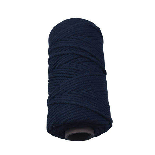 2 Pcs. 4 mm (5/32") Marine Blue Twisted Cotton Macrame Rope 100 m (109 yd) Per Spool.
