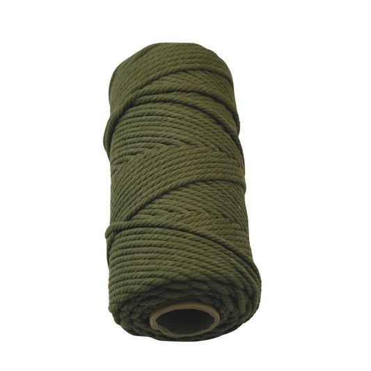 2 Pcs. 4 mm (5/32") Olive Drab (OD) Twisted Cotton Macrame Rope 100 m (109 yd) Per Spool.