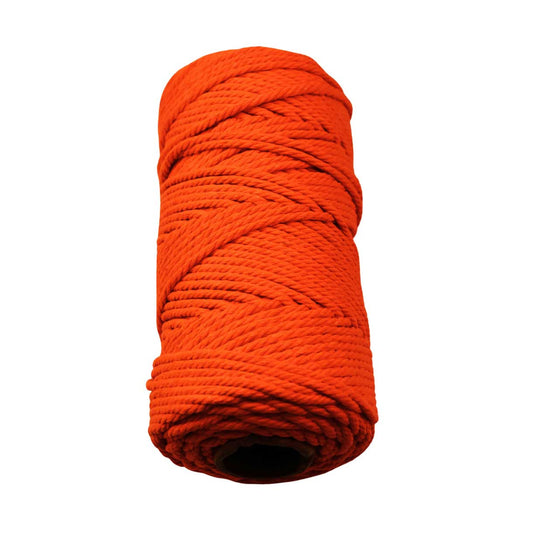 2 Pcs. 4 mm (5/32") Orange Red Twisted Cotton Macrame Rope 100 m (109 yd) Per Spool.