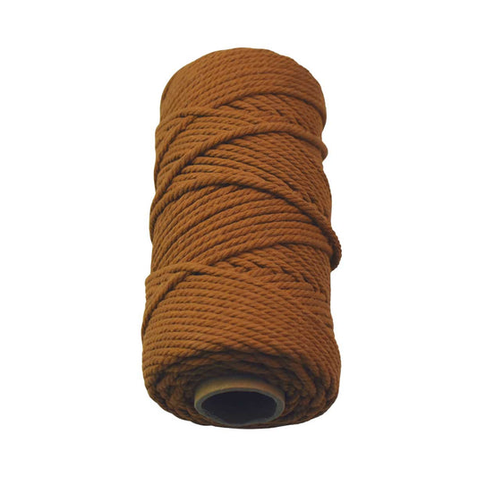 2 Pcs. 4 mm (5/32") Peru Brown Twisted Cotton Macrame Rope 100 m (109 yd) Per Spool.