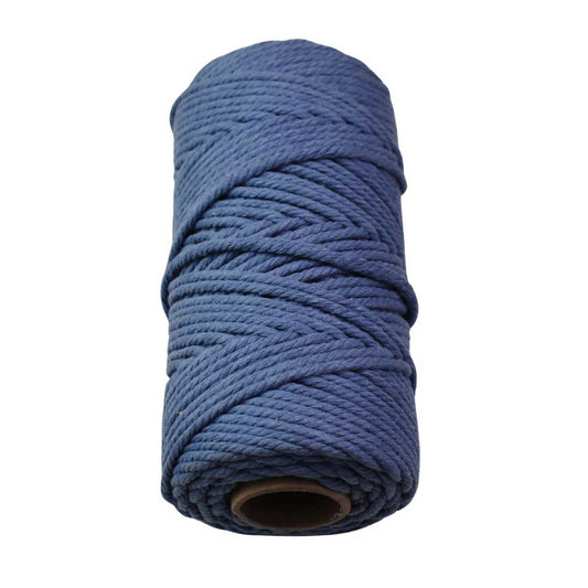 2 Pcs. 4 mm (5/32") Royal Blue Twisted Cotton Macrame Rope 100 m (109 yd) Per Spool.