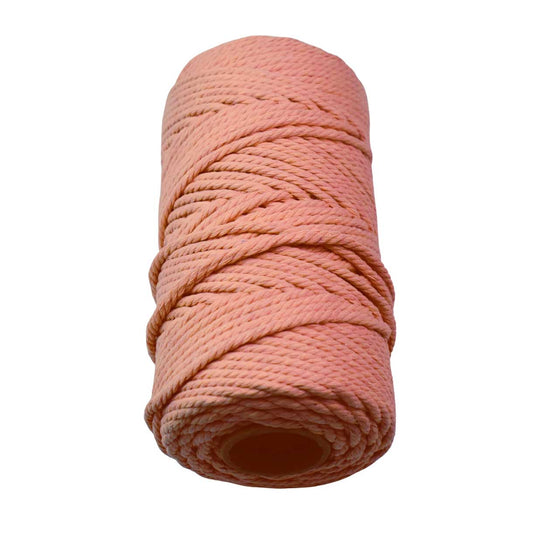2 Pcs. 4 mm (5/32") Salmon/Pink Twisted Cotton Macrame Rope 100 m (109 yd) Per Spool.