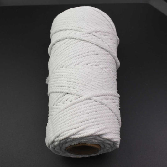 2 Pcs. 4 mm (5/32") White Twisted Cotton Macrame Rope 100 m (109 yd) Per Spool.