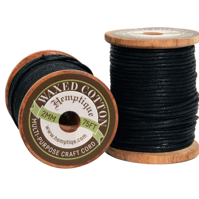 2 mm (5/64") Black Waxed Cotton Cord/Thread Spool 162-063