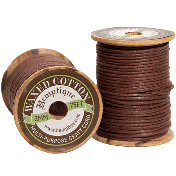 2 mm (5/64") Brown Waxed Cotton Cord/Thread Wood 162-062
