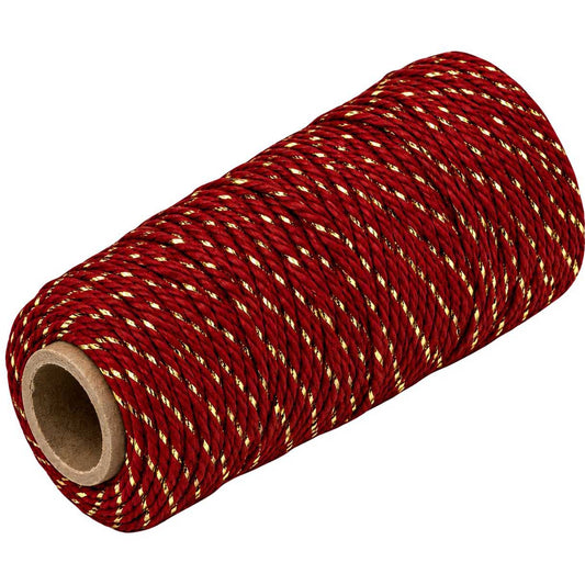 2 mm (5/64") Orange Red/Gold with Reflective Cotton Macrame Cord 100 m (109.3 yd) 280-