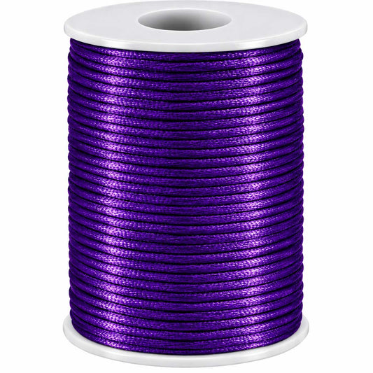 2 mm Acid Dark Purple Polyester Rattail Satin Cord/Thread 100 yd (91.5 m) 280-