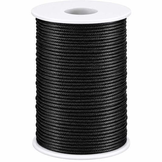 2 mm Black Polyester Rattail Satin Cord/Thread 100 yd (91.5 m) 280-