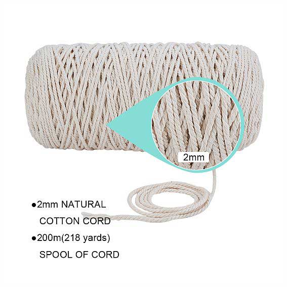 2 mm (5/64") Creamy White Twisted Cotton Macrame Rope 200 m (218 yd) 280-