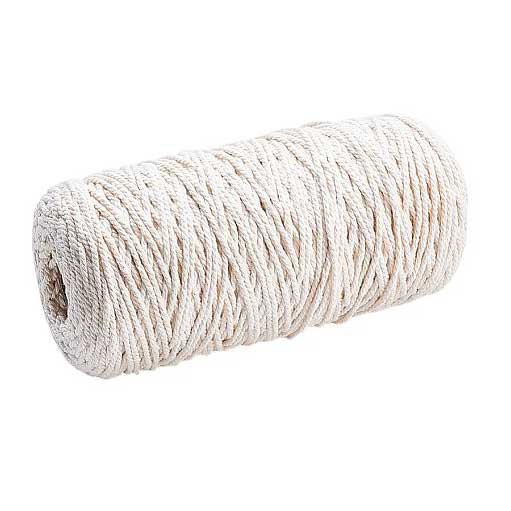 2 mm (5/64") Creamy White Twisted Cotton Macrame Rope 200 m (218 yd) 280-