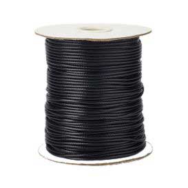 2mm Black Waxed Polyester Cord/Thread 90yd (82m)