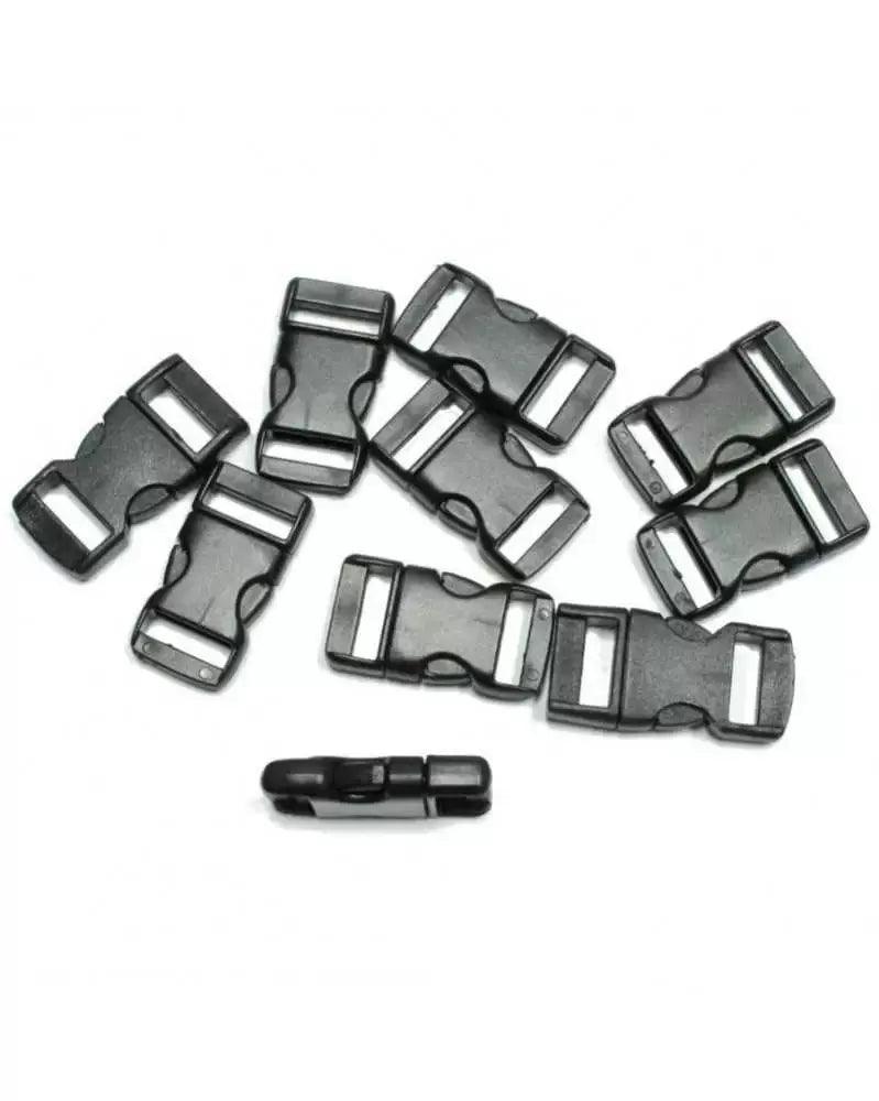 3/8 Inch Black Flat Side Release Buckles (10 Pack)  paracordwholesale