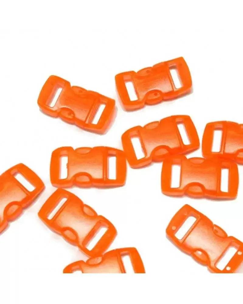 3/8 Inch Clear Orange Curved Side Release Buckles (10 Pack)  paracordwholesale