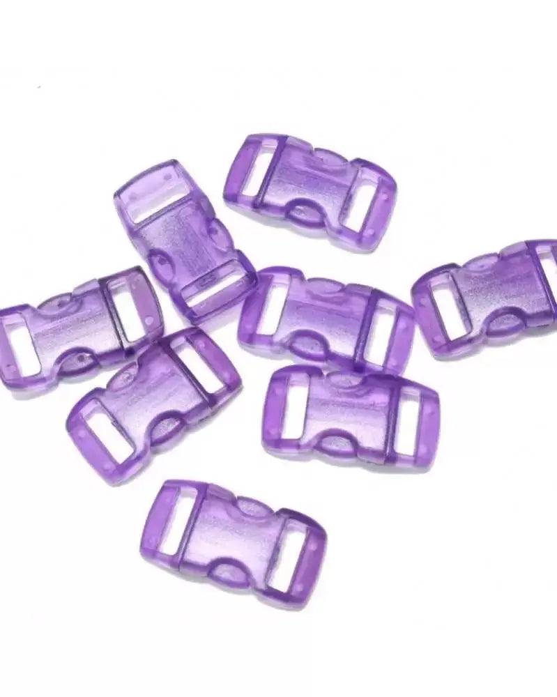 3/8 Inch Clear Purple Curved Side Release Buckles (10 Pack)  paracordwholesale