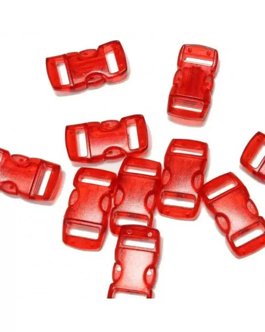 3/8 Inch Clear Red Curved Side Release Buckles (10 Pack)  paracordwholesale