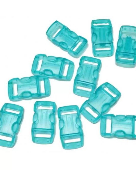 3/8 Inch Clear Sky Blue Curved Side Release Buckles (10 Pack)  paracordwholesale
