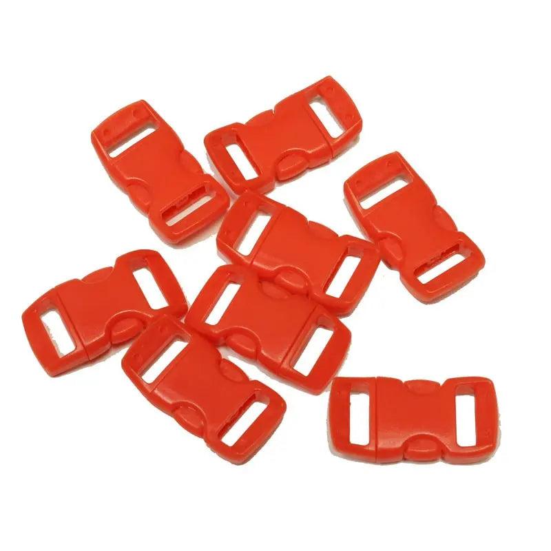 3/8 Inch Orange/Red Curved Side Release Buckles (10 Pack)  paracordwholesale