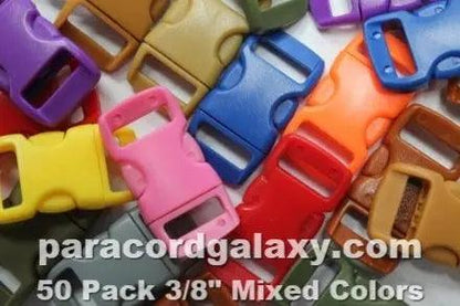 3/8 Inch Pack Mixed Colors Curved Side Release Buckles (50 Pack)  paracordwholesale