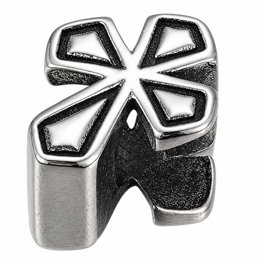 304 Stainless Rounded Cross w/Black Enamel Bead/Charm (2 Pack) 280-