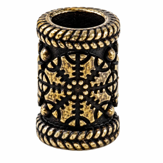 304 Stainless Steel Antique Bronze Helm of Awe Barrel Bead/Charm (2 Pack) 280-