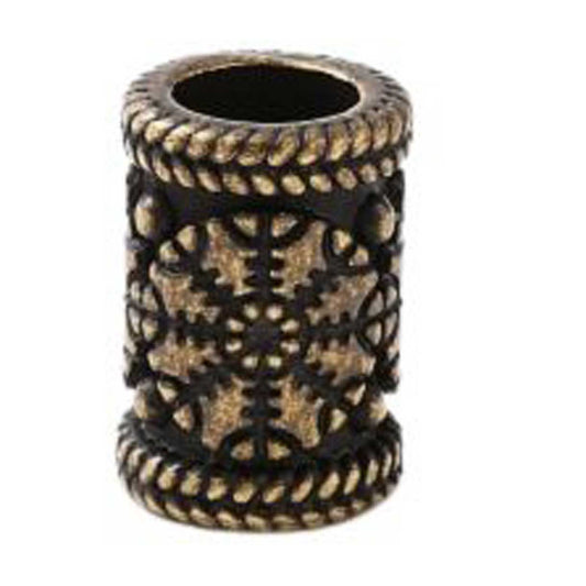 304 Stainless Steel Antique Bronze Helm of Awe Barrel Bead/Charm (2 pack)