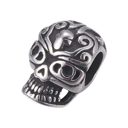304 Stainless Steel Antique Silver Fancy Skull Charm/Bead (1 Pack)