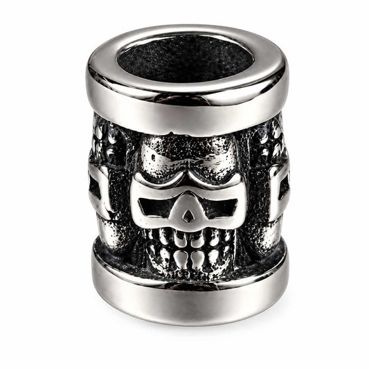 304 Stainless Steel Antique Silver Skull Column Bead/Charm (1 Pack) 280-