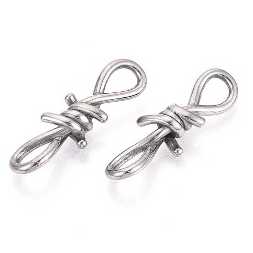 304 Stainless Steel Barb Wire Bead/Charms (2 Pack)