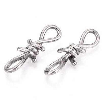 304 Stainless Steel Barb Wire Bead/Charms (2 Pack)