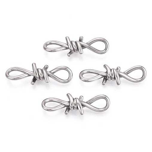 304 Stainless Steel Barb Wire Bead/Charms (2 Pack)