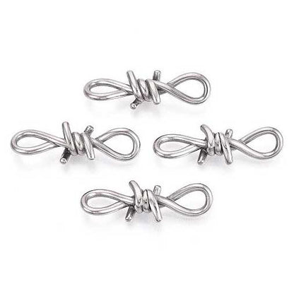 304 Stainless Steel Barb Wire Bead/Charms (2 Pack)