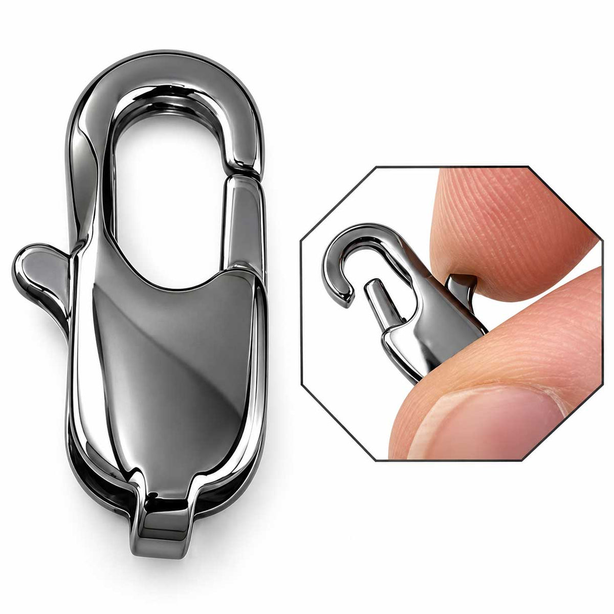304 Stainless Steel Lobster Claw Clasps 11x5x3 mm Hole: 1x1 mm (5 Pack) 280-