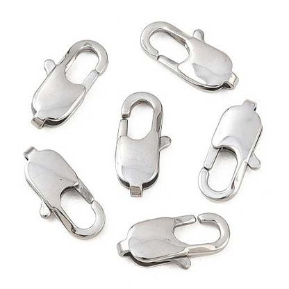 304 Stainless Steel Lobster Claw Clasps 11x5x3mm Hole: 1x1mm (5 Pack)
