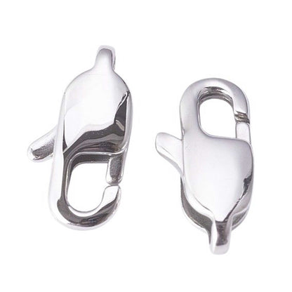 304 Stainless Steel Lobster Claw Clasps 13x6.5x3.5mm Hole: 2mm (5 Pack)